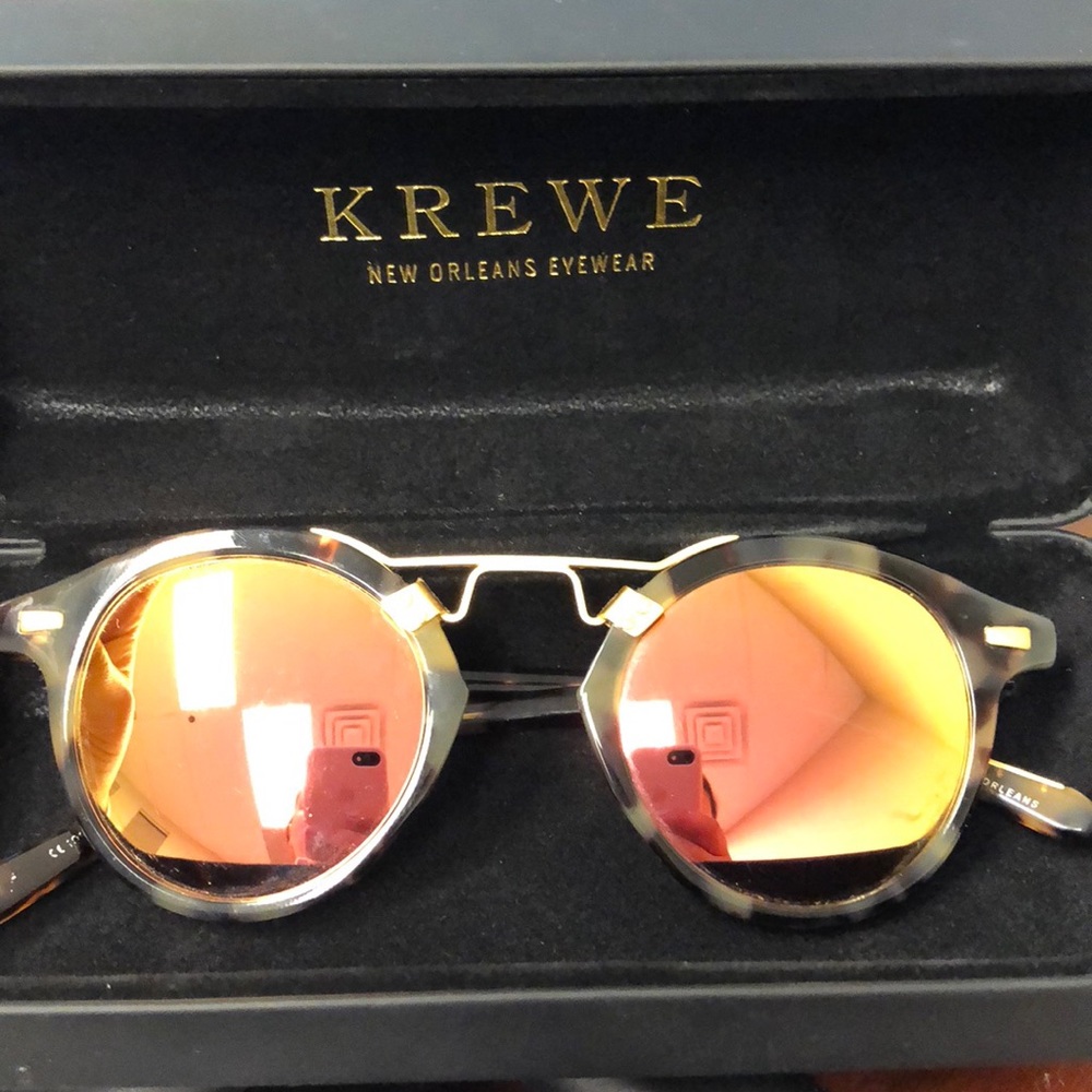 Krewe rose gold mirror round sunglasses